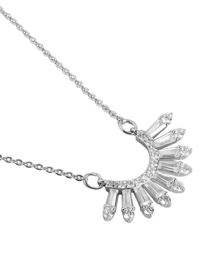 Cz With Rhodium Plated Fancy Necklace For Women