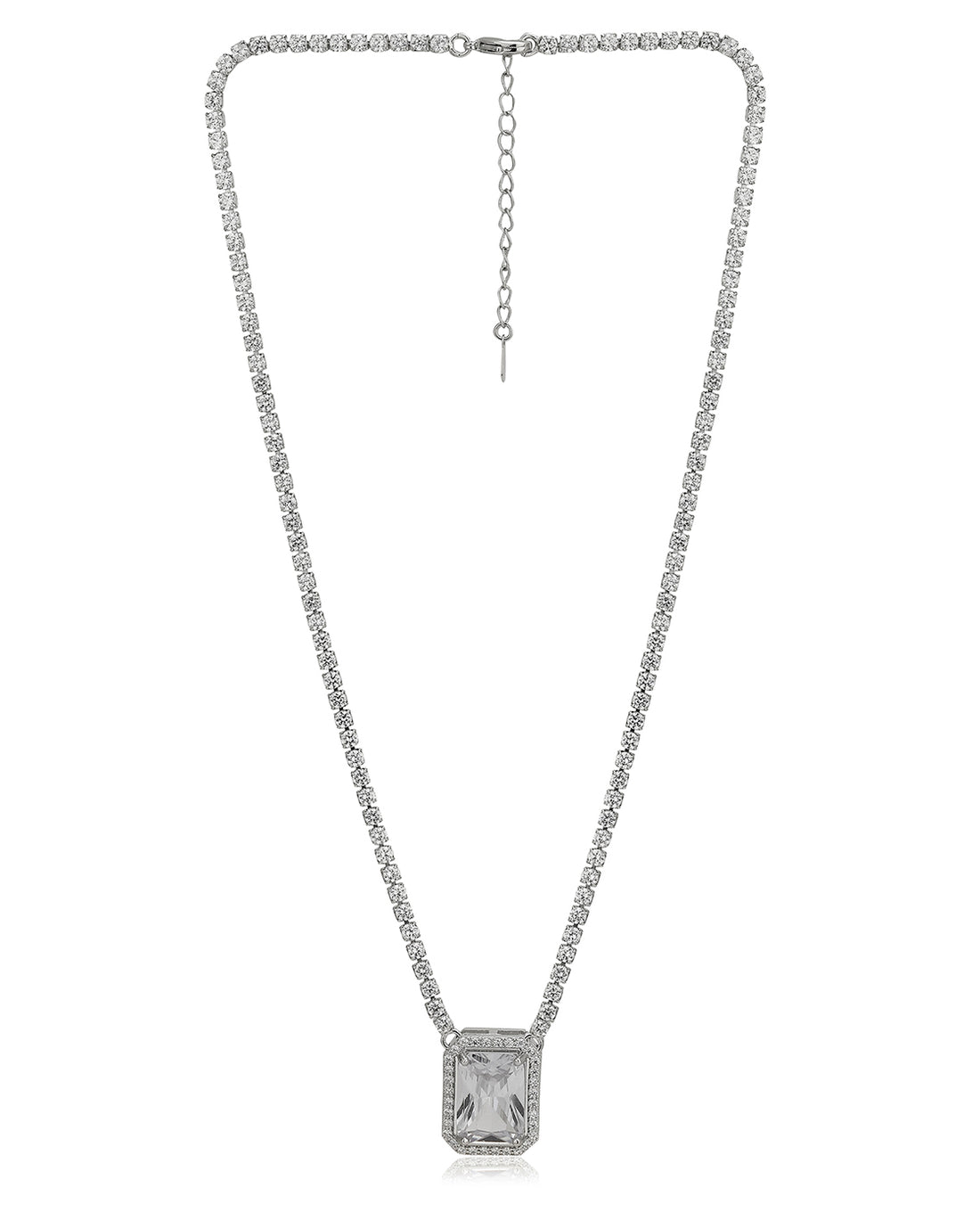 Premium Rhodium Plated With Cz Pendant Necklace For Women