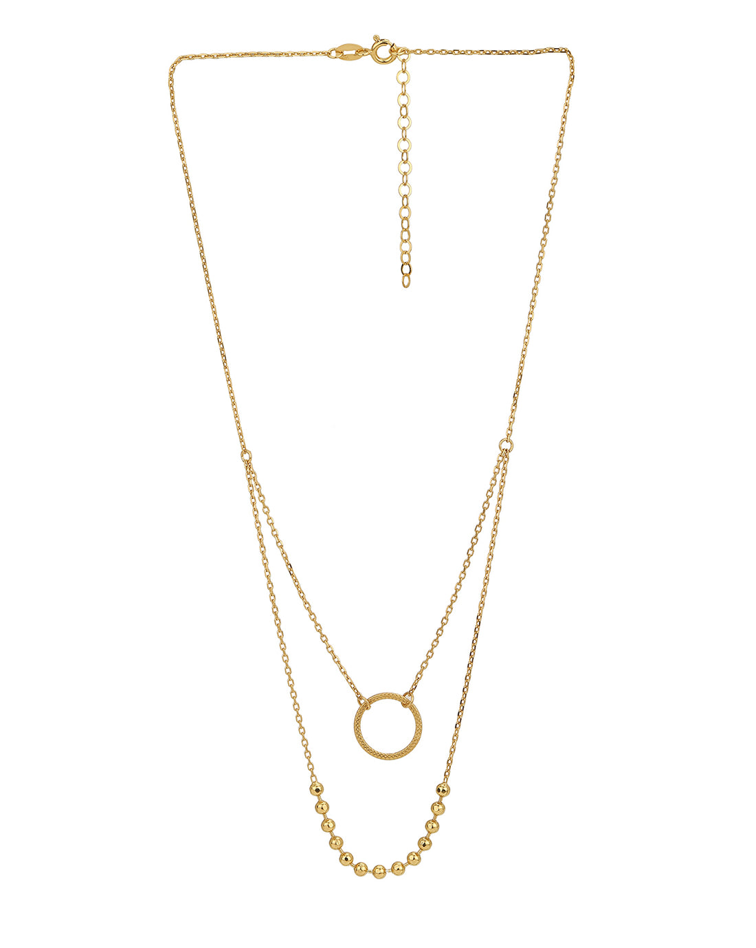 18Kt Gold Plated Inline Ball Double Chain Necklace For Women