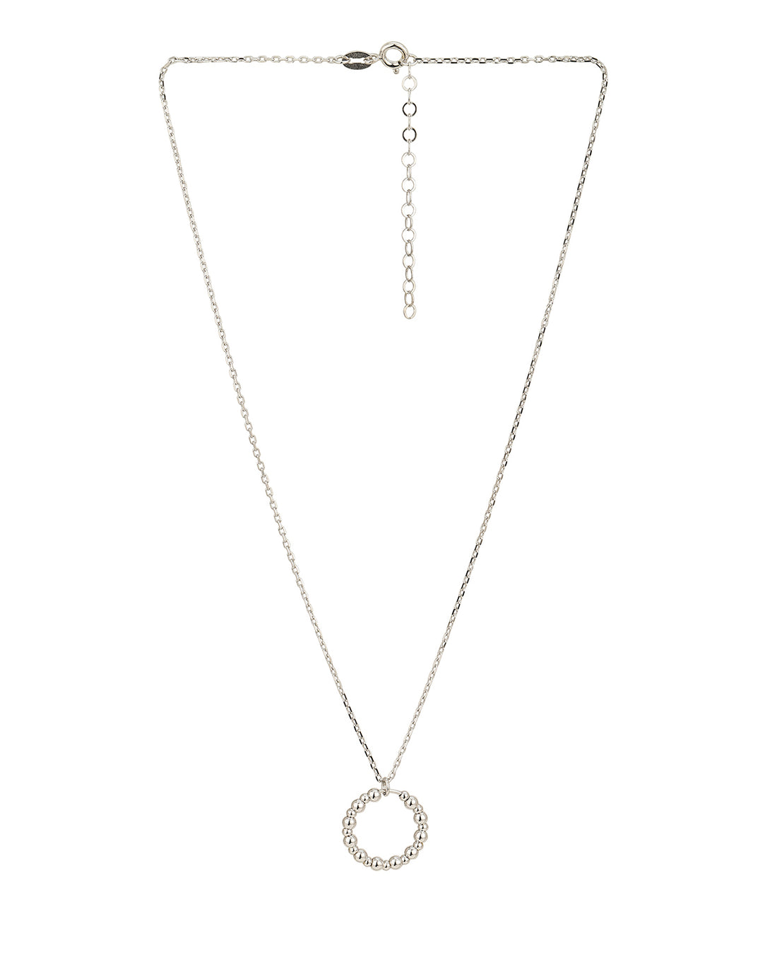 Rhodium Plated Circular Pendant With Chain For Women