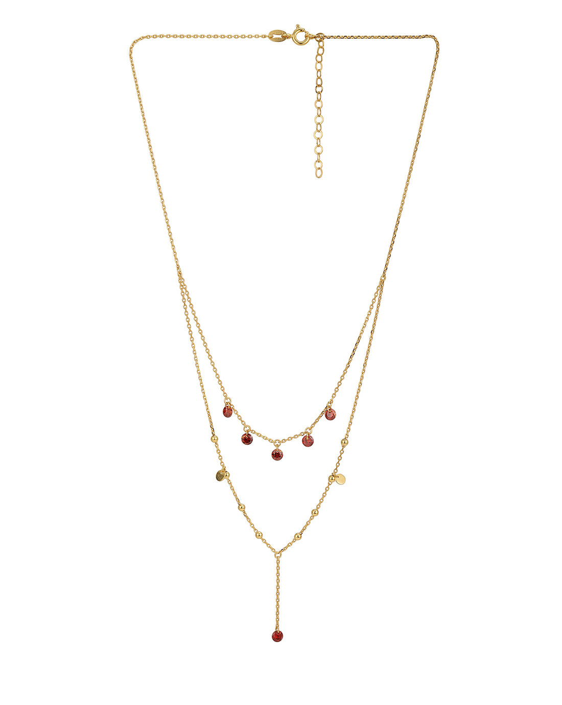 18Kt Gold Plated With Cz Double Chain Necklace