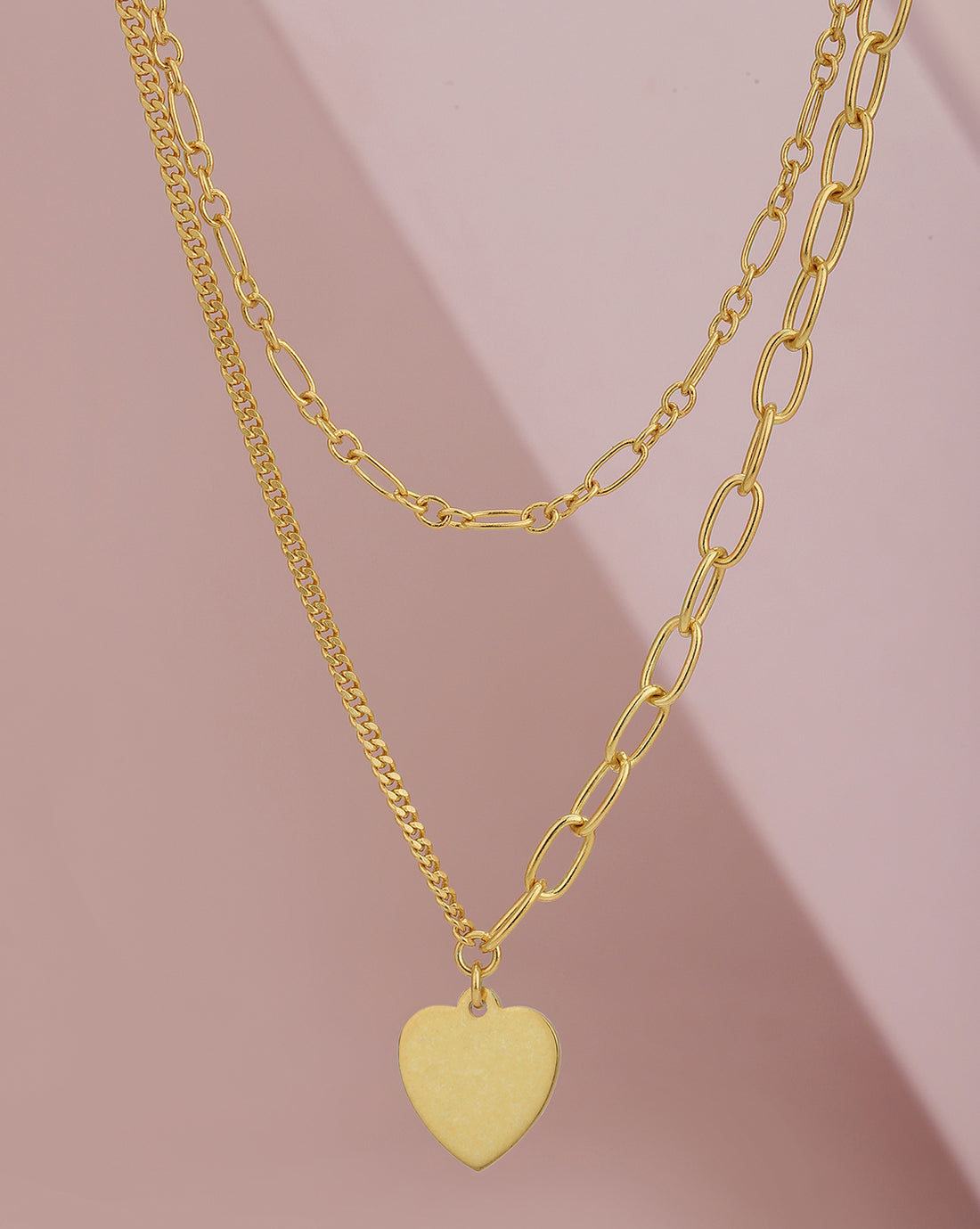 18Kt Gold Plated With Dangling Heart Layered Necklace For Women