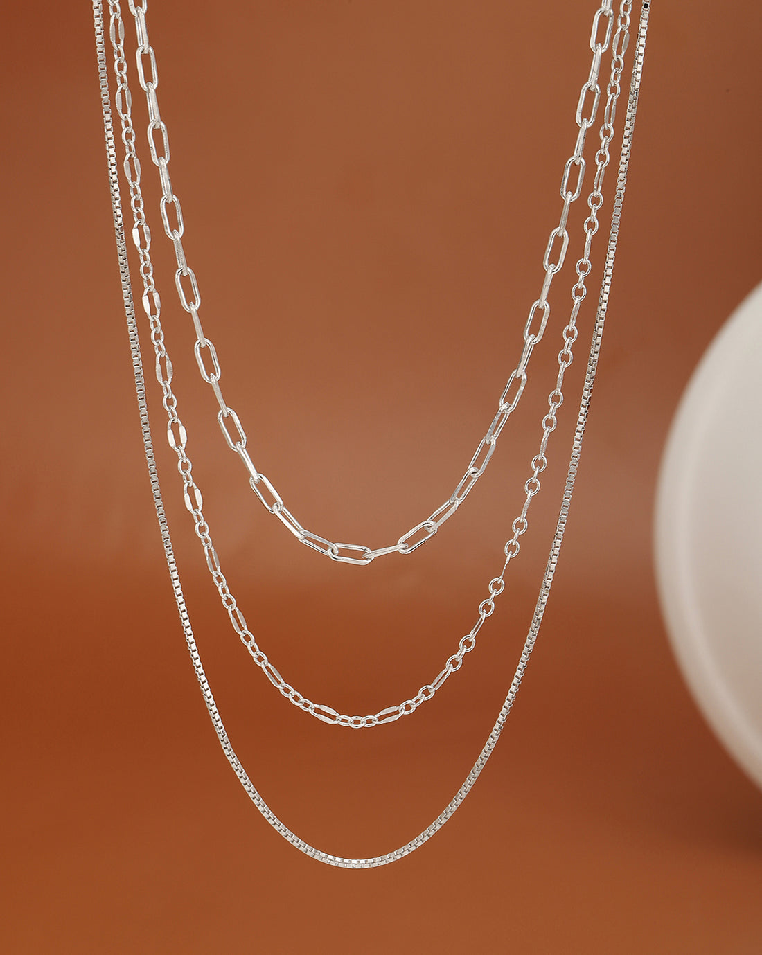 Rhodium Plated Layered Necklace For Women