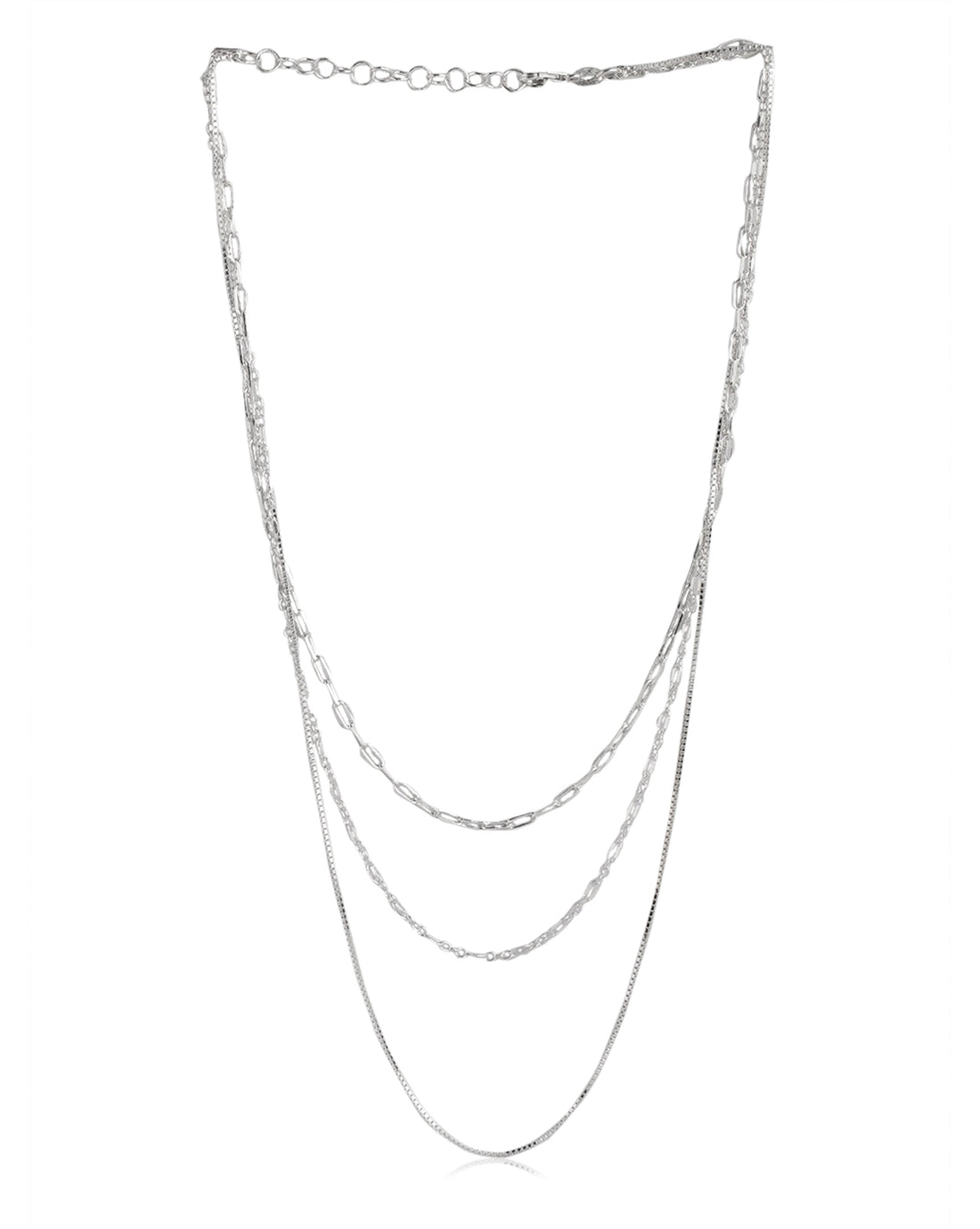 Rhodium Plated Layered Necklace For Women