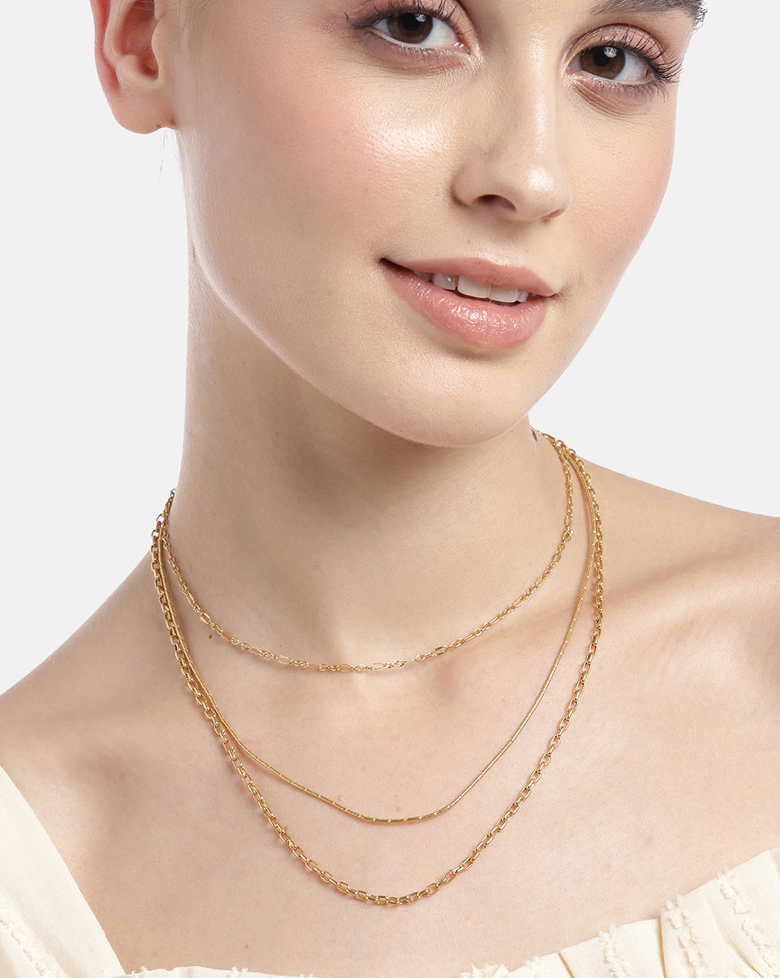 Womens layered online necklace gold