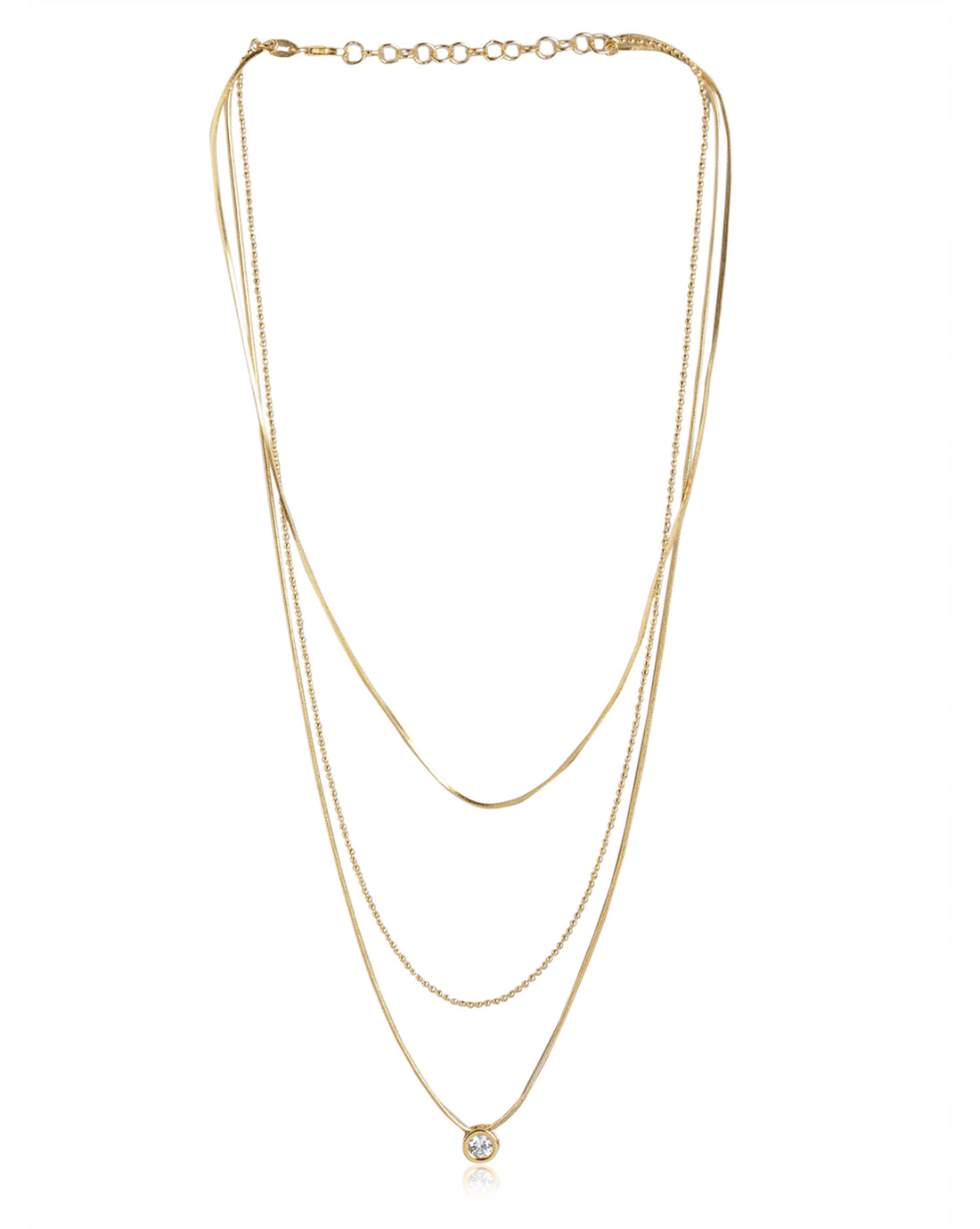 18Kt Gold Plated With Cz Layered Necklace For Women