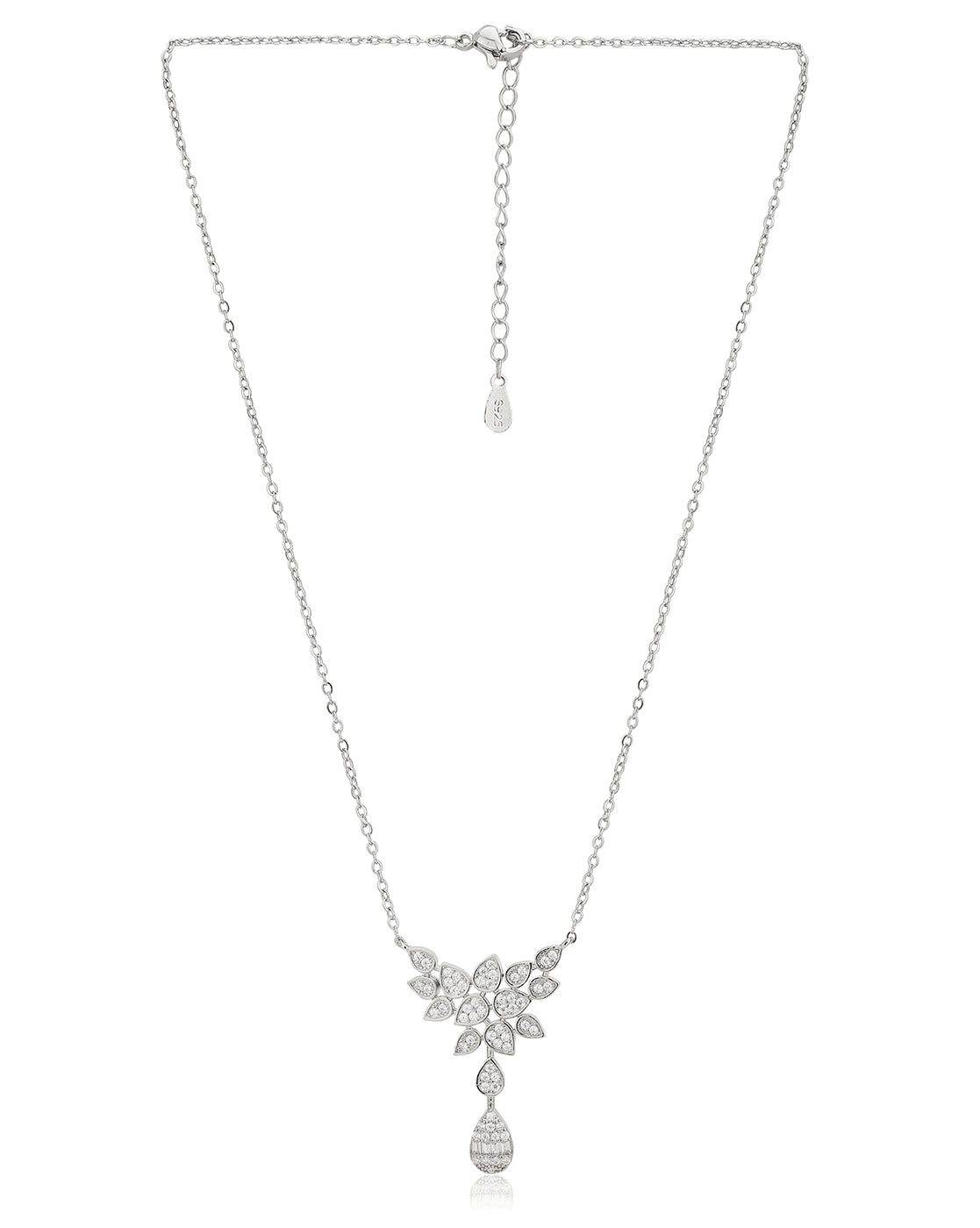 Premium Rhodium Plated With Cz Contemporary Necklace For Women