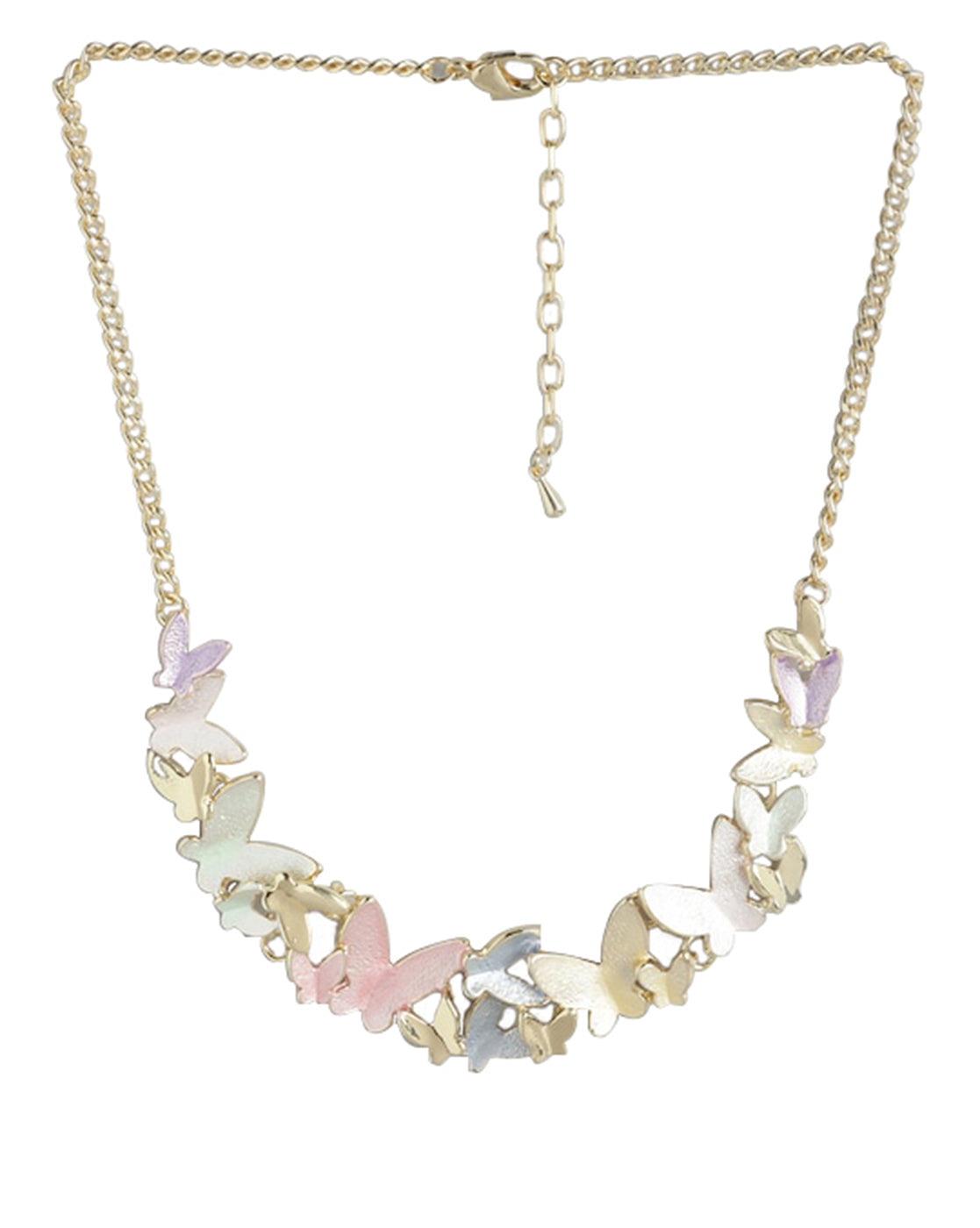 Gold Plated &amp; Enamel Butterfly Fancy Necklace For Women