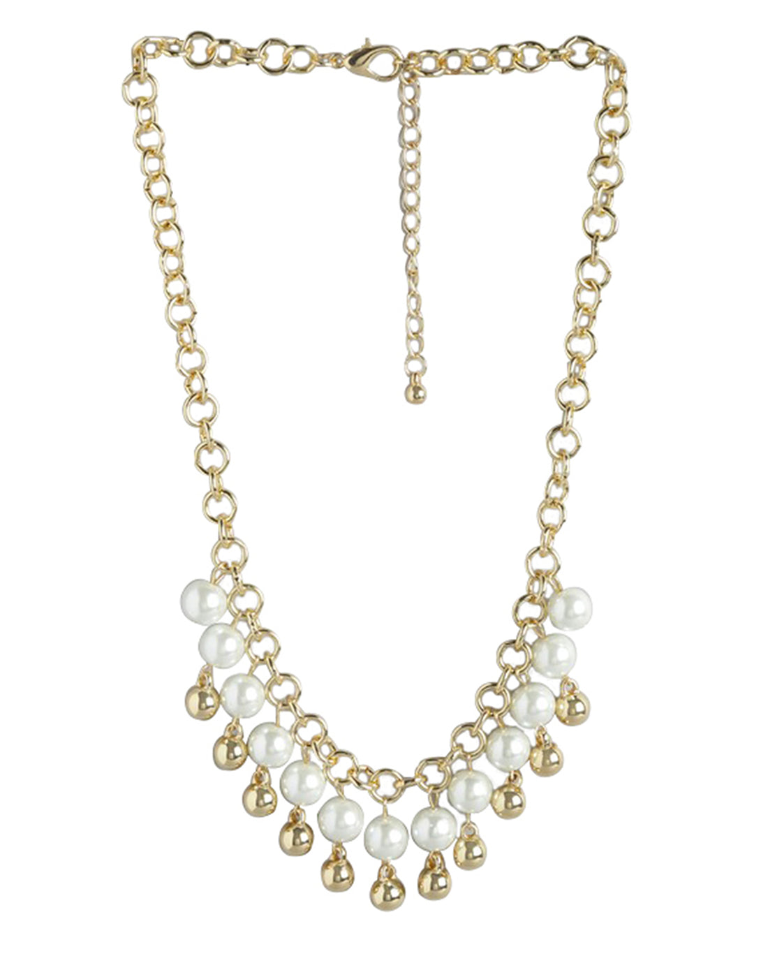 Gold Plated &amp; Pearl Fancy Necklace For Women