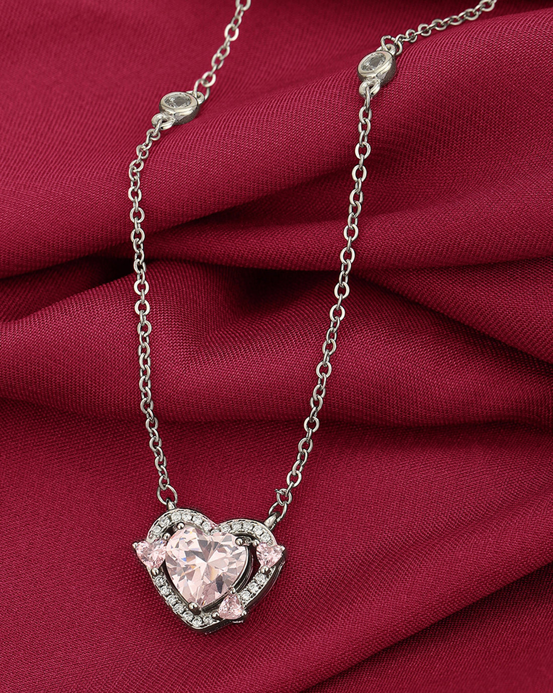 Silver Plated with CZ Heart Fancy Necklace for women