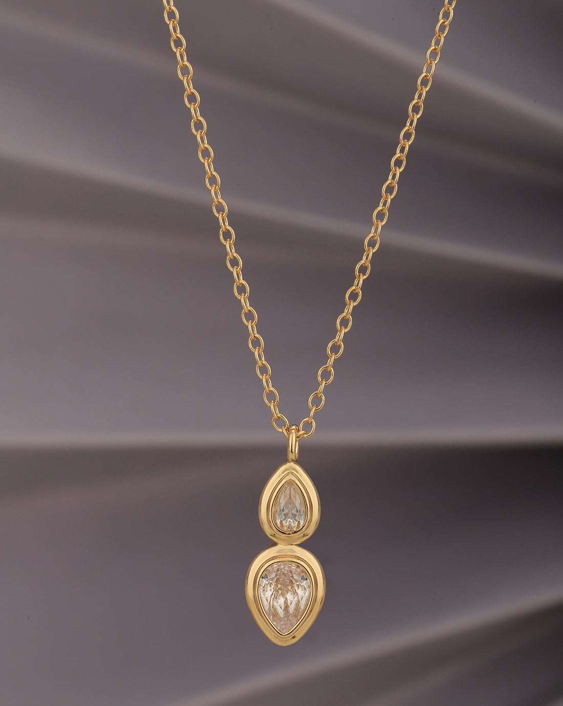 Gold Plated  CZ Pendant with chain for women