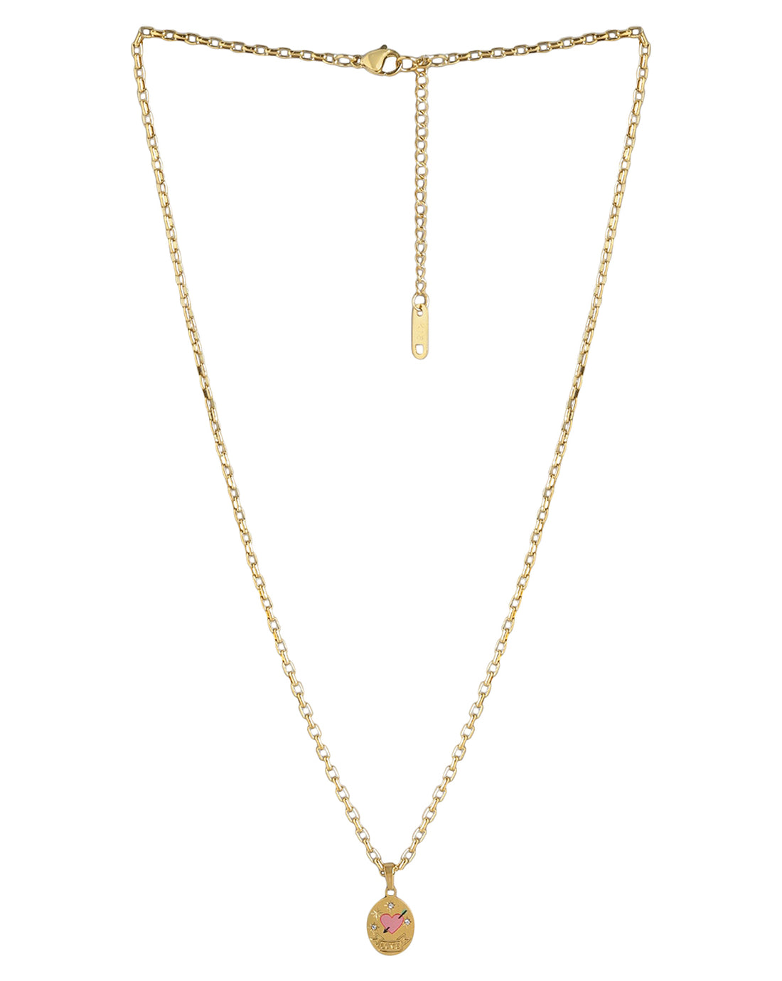 Gold Plated CZ Engrave Love Enamel Pendant with chain