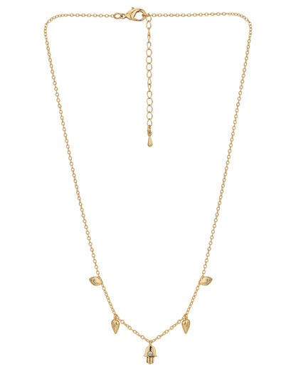 Gold Plated CZ Hanging Hamsa Necklace for women