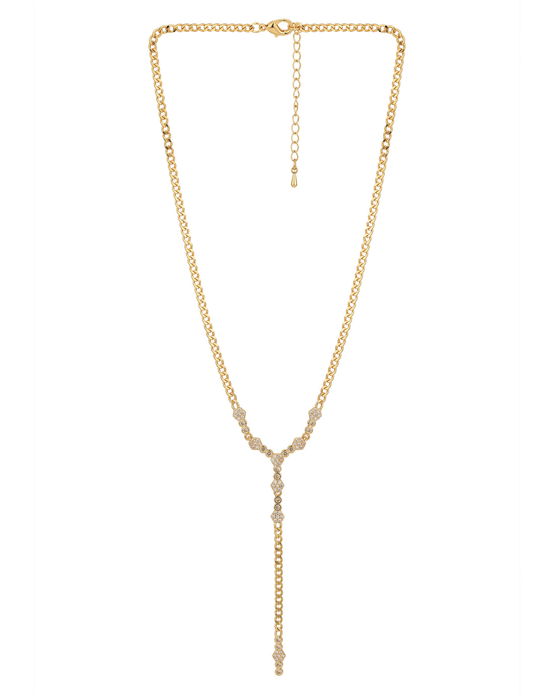 Premium Gold Plated CZ Lariat Necklace for women