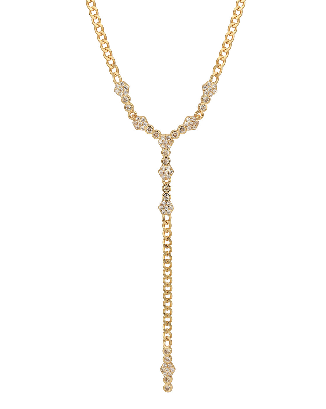 Premium Gold Plated CZ Lariat Necklace for women