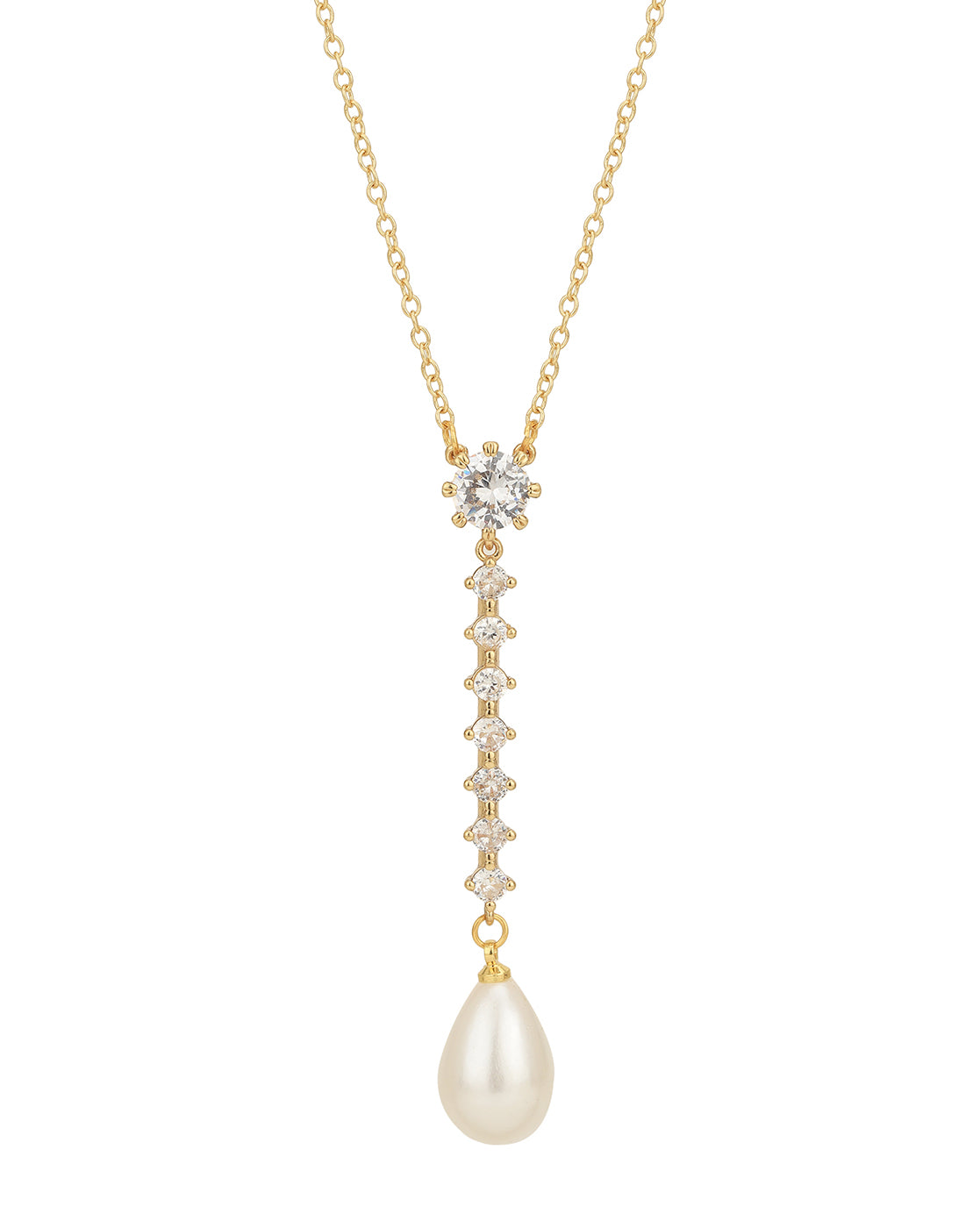 Premium Gold Plated Hanging Pearl Lariat Necklace for women