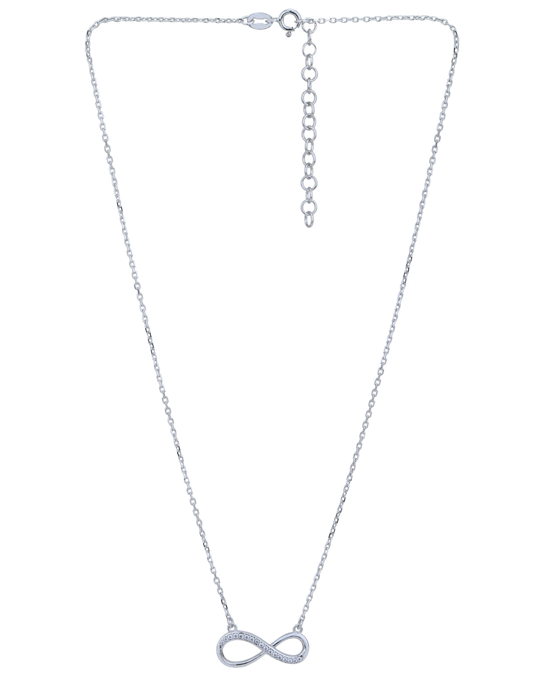 Rhodium Plated with CZ Infinity Necklace for women