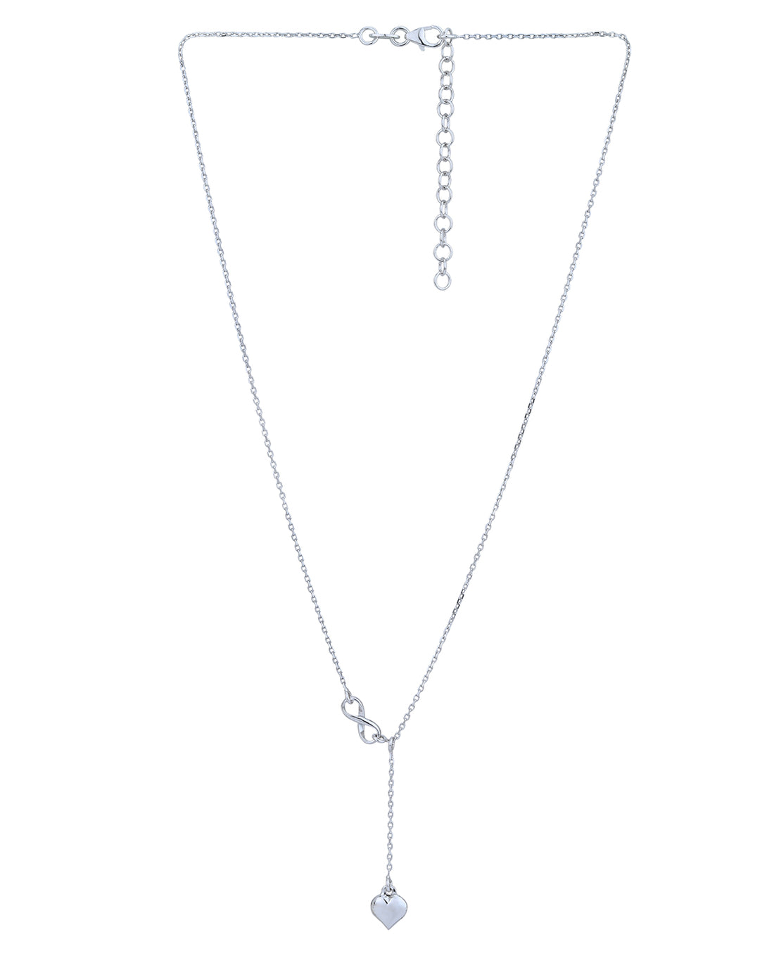 Rhodium Plated Dangling Heart with Infinity Necklace for women
