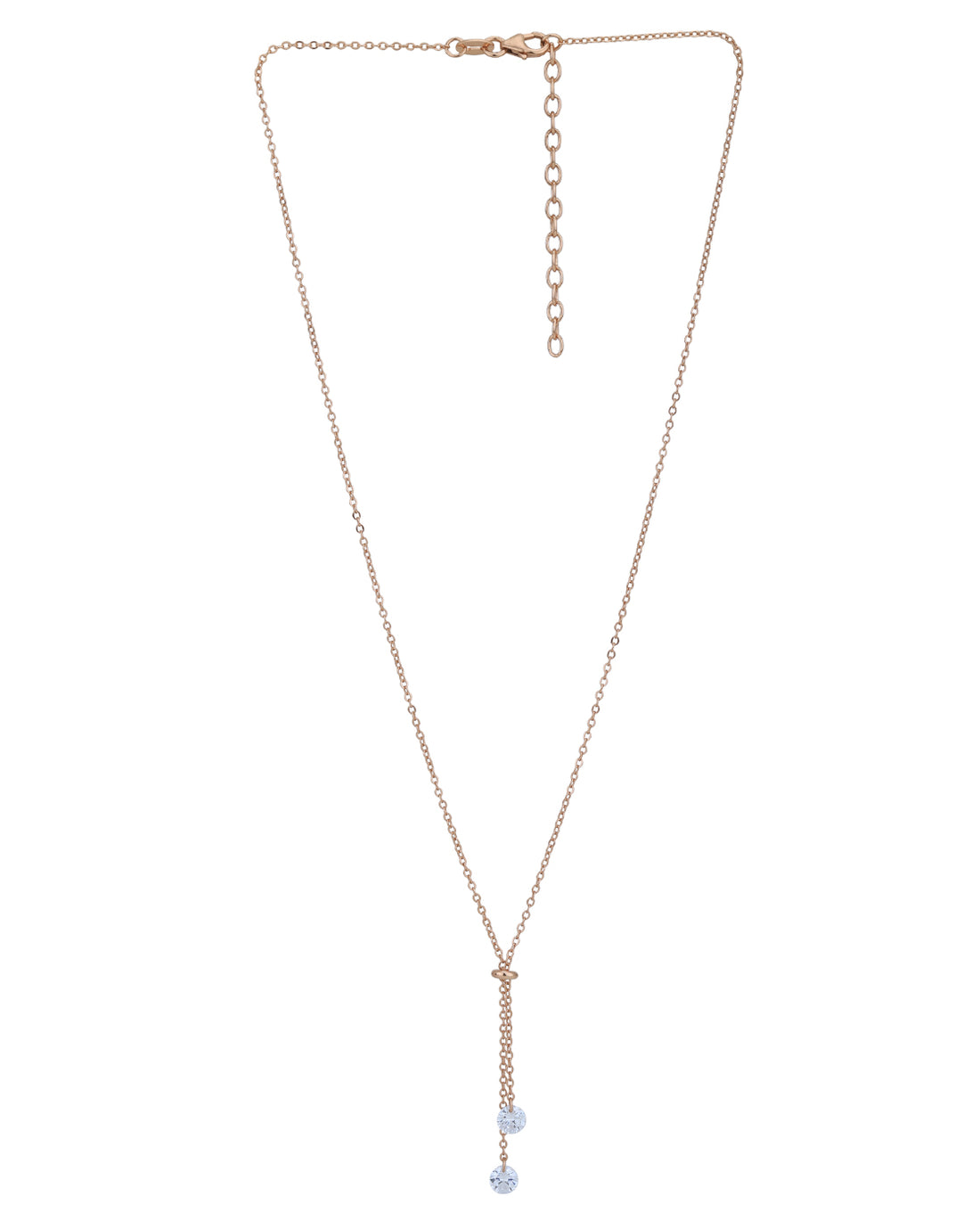 18kt Rose Gold Plated with CZ Lariat Necklace for women