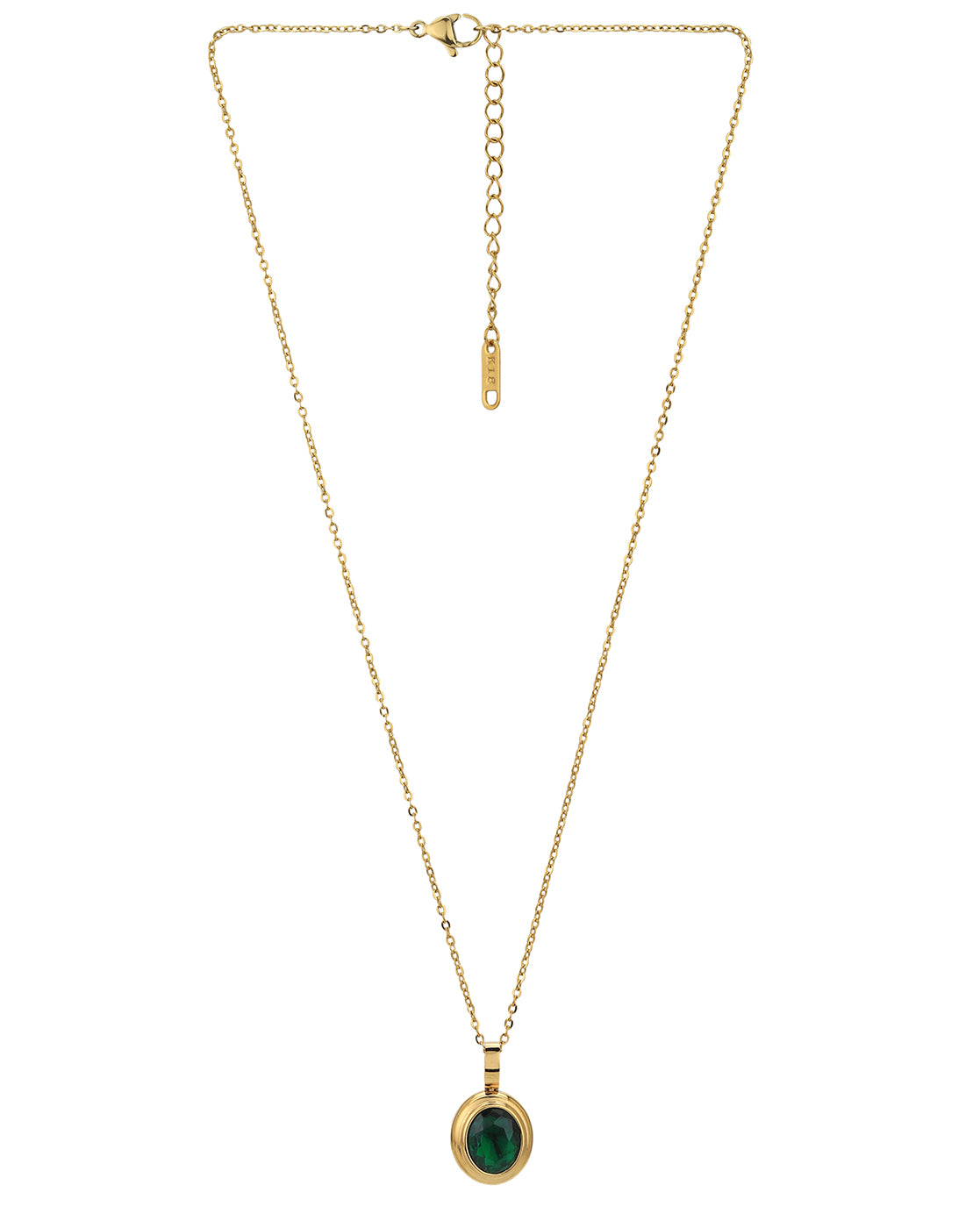 Gold Plated with CZ Oval Pendant and chain for women