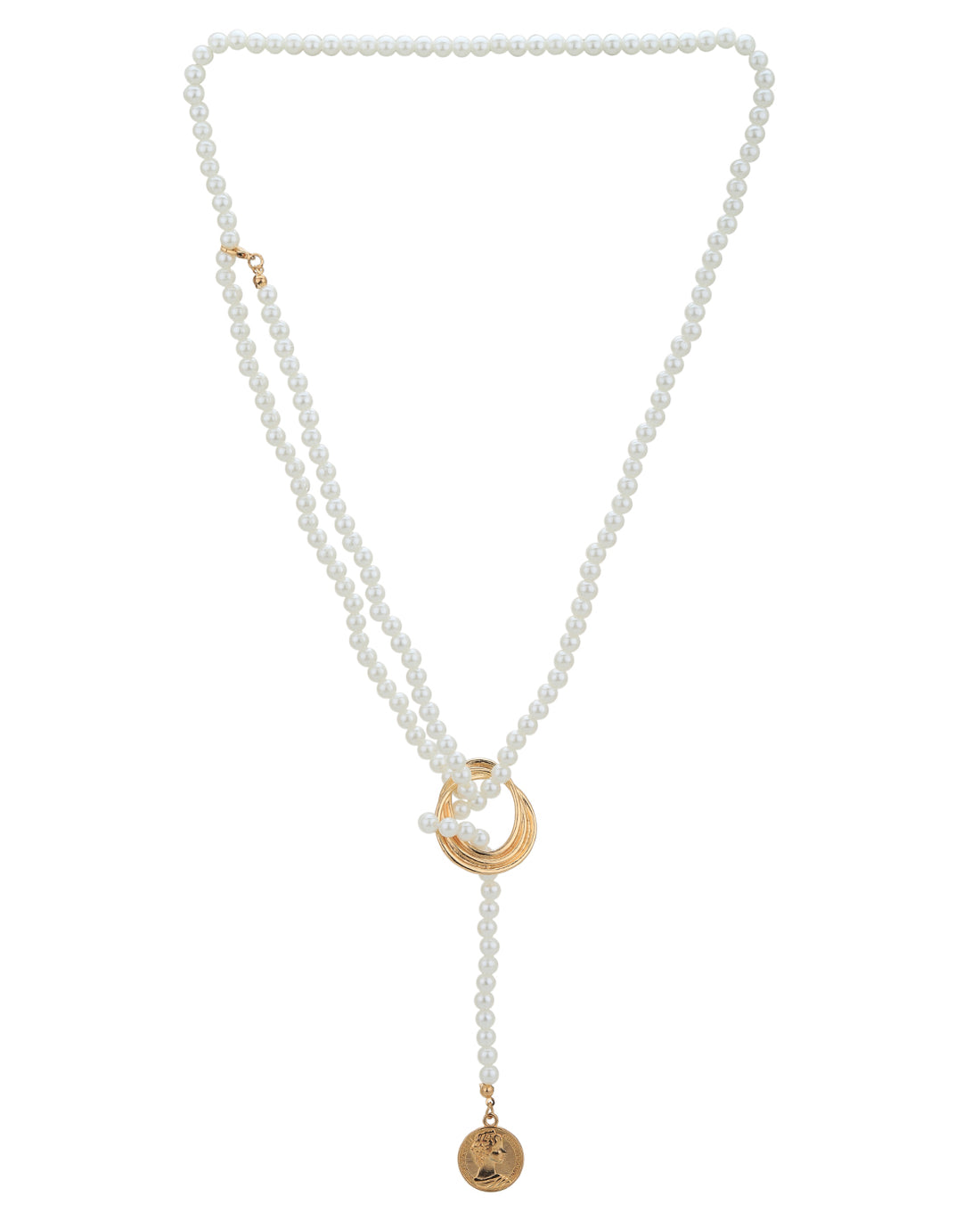 Rose Gold Plated with Pearl Lariat Necklace for women