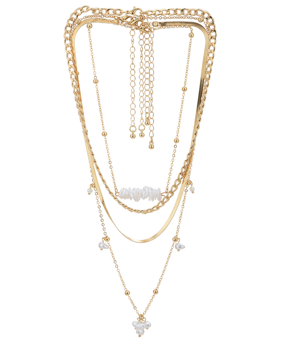 Set of 4 Gold and Rose Gold Plated Necklace for women