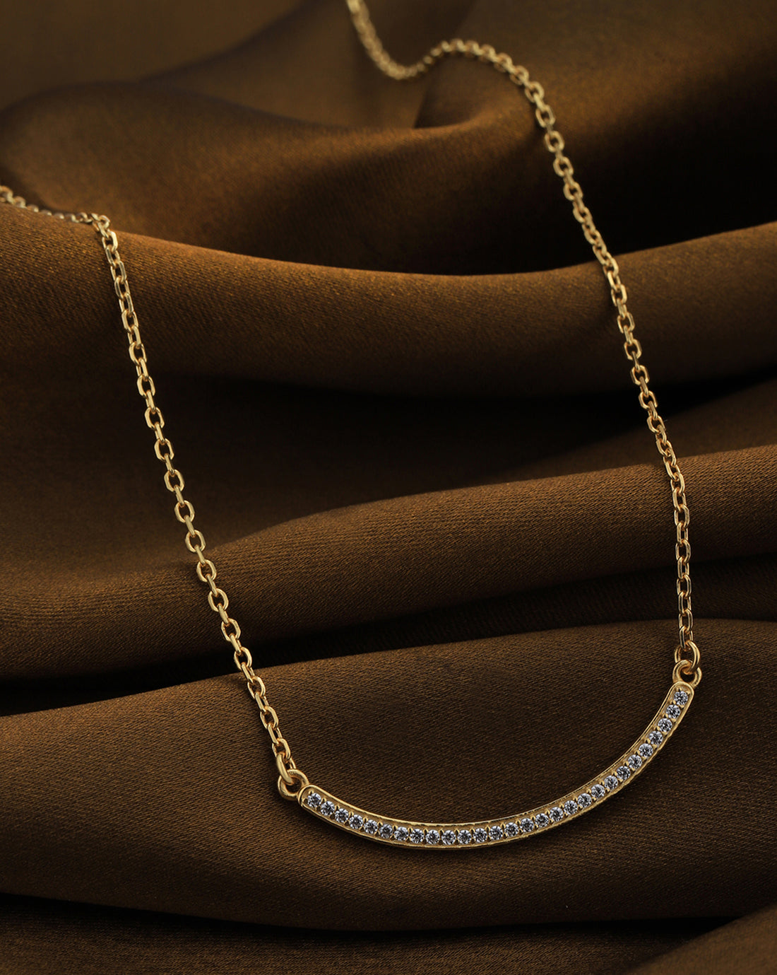 18kt Gold Plated with CZ Bar Necklace for women