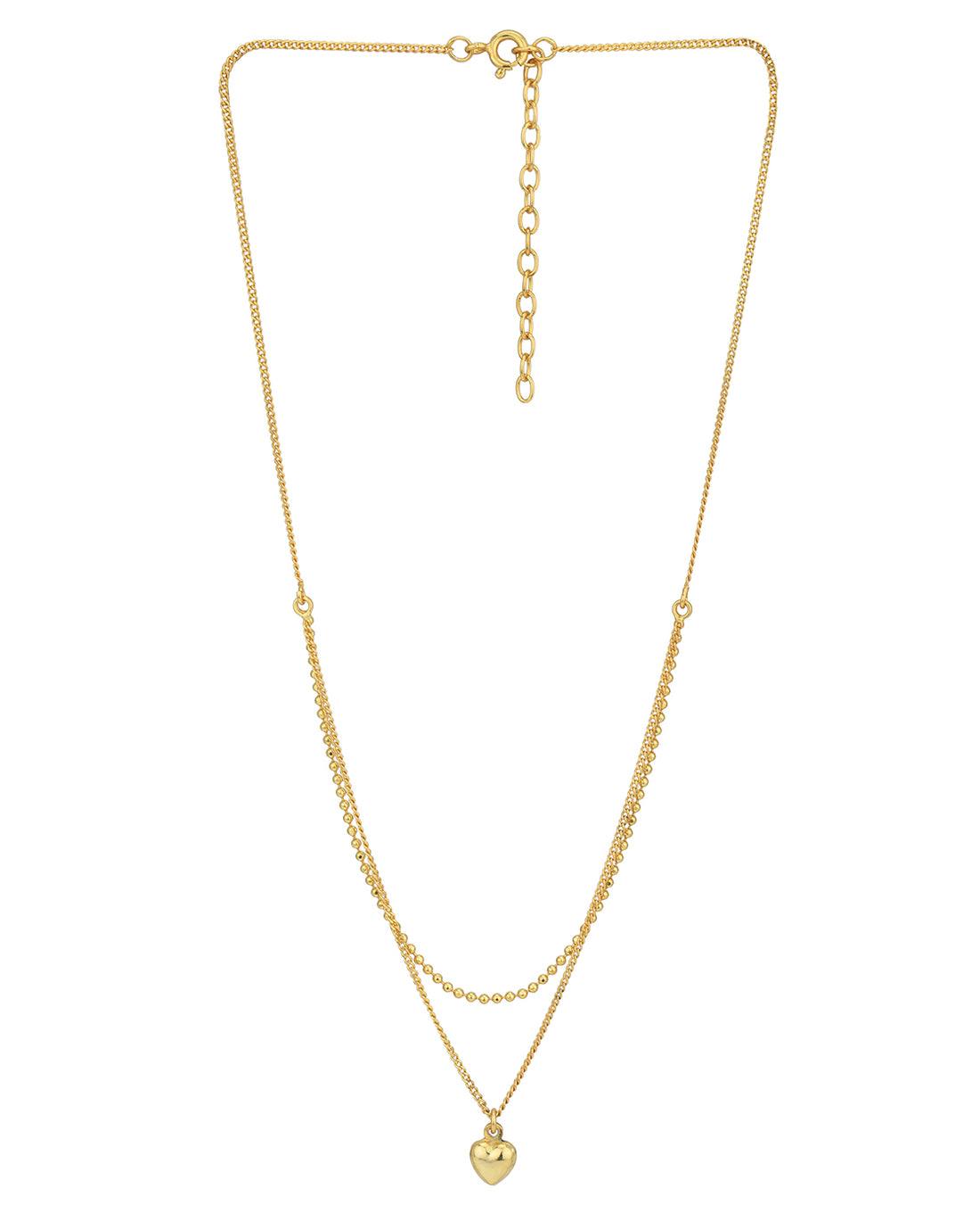 18kt Gold Plated Dangling Heart with Double Chain Necklace for women