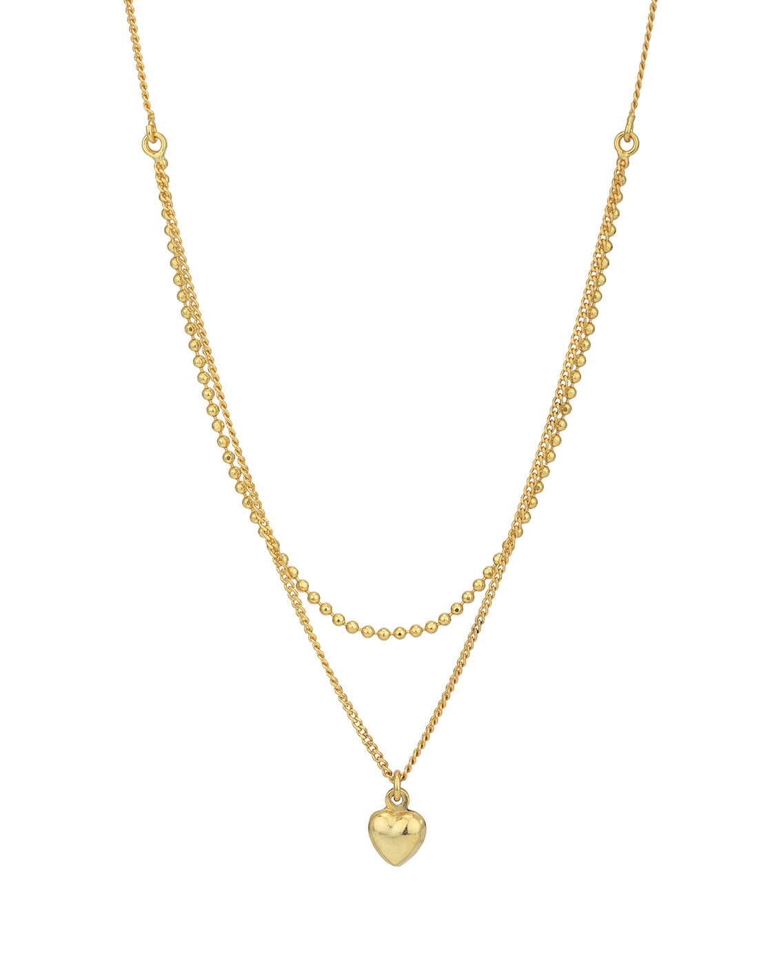 18kt Gold Plated Dangling Heart with Double Chain Necklace for