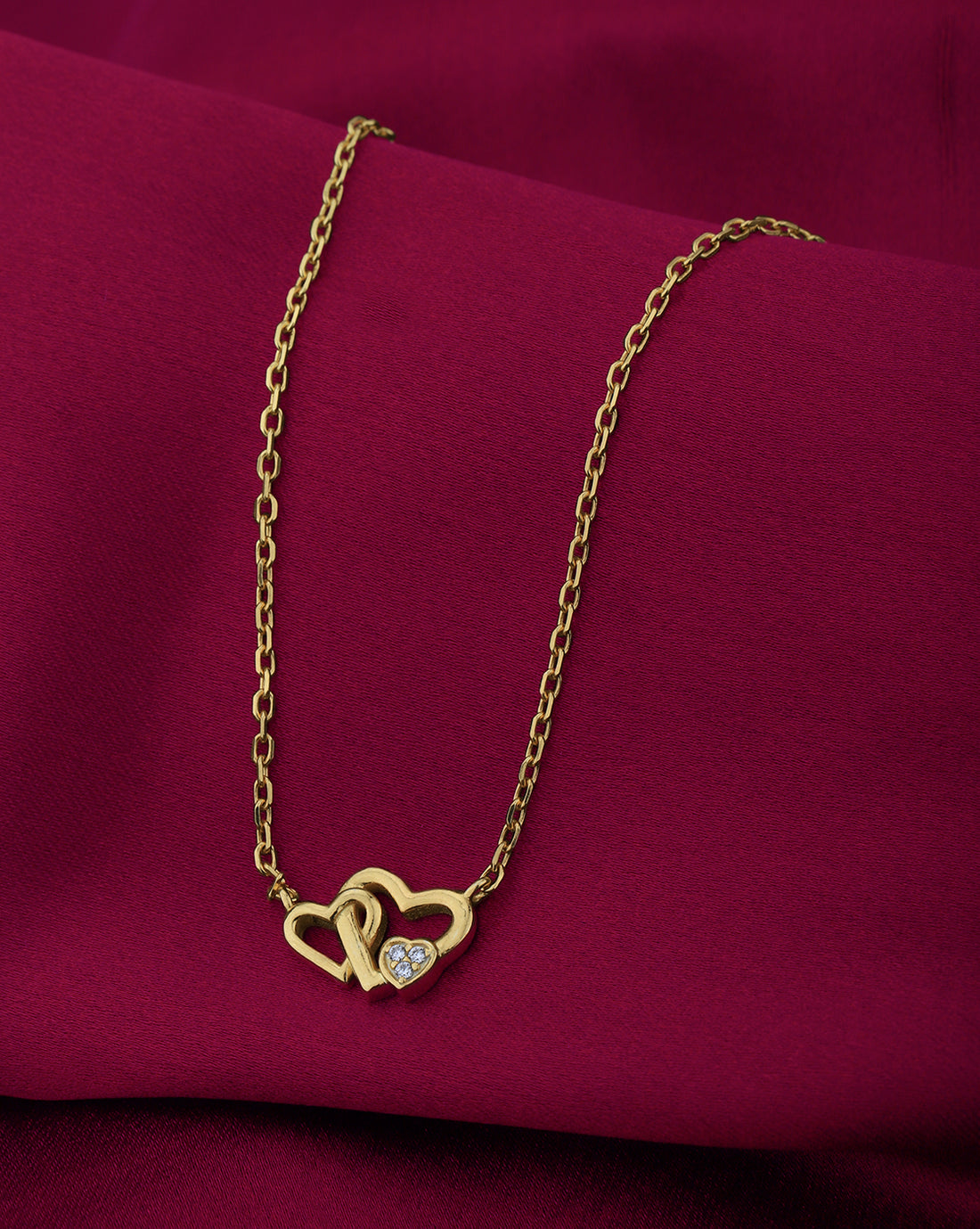 18kt Gold Plated with Double Heart CZ Necklace