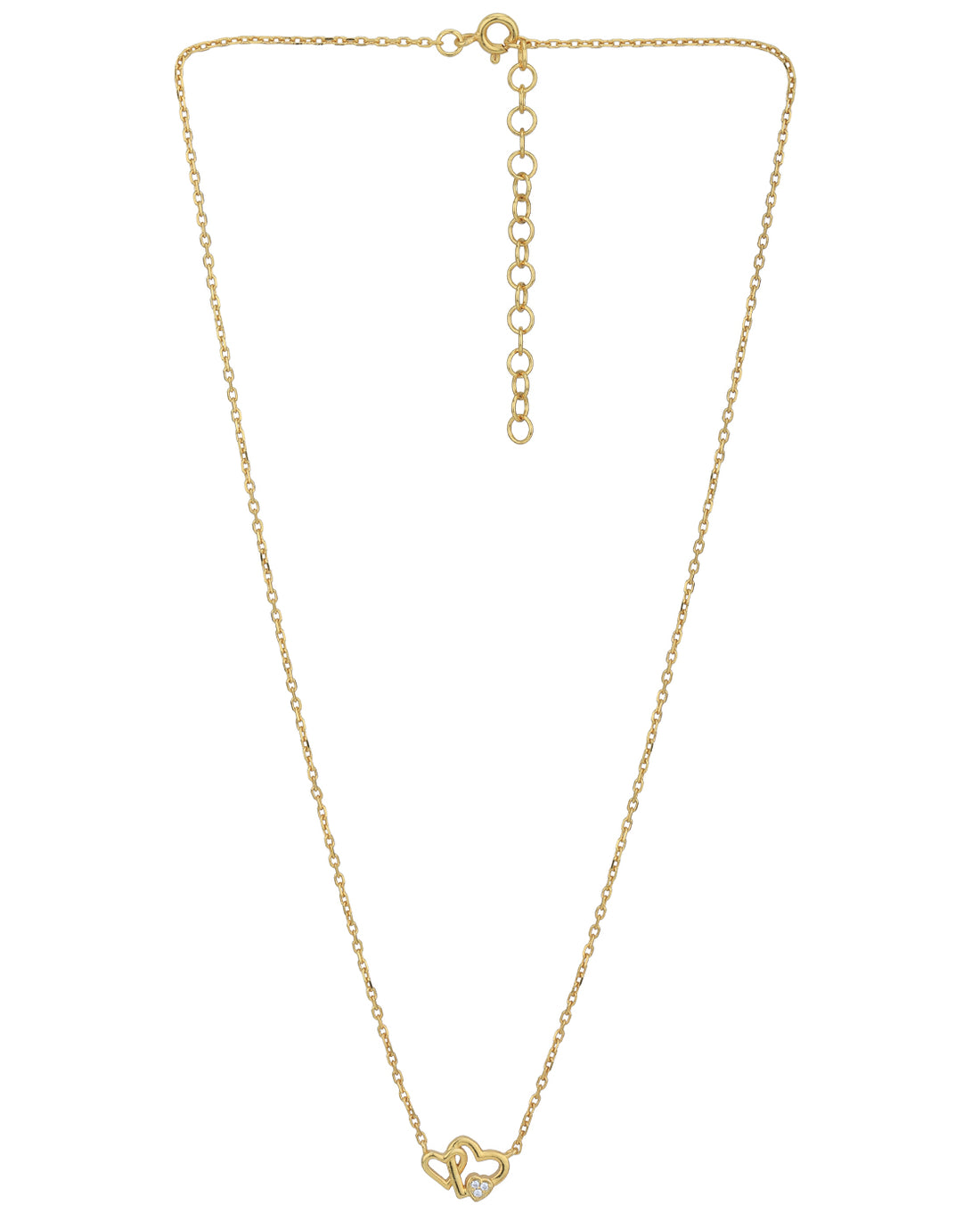 18kt Gold Plated with Double Heart CZ Necklace