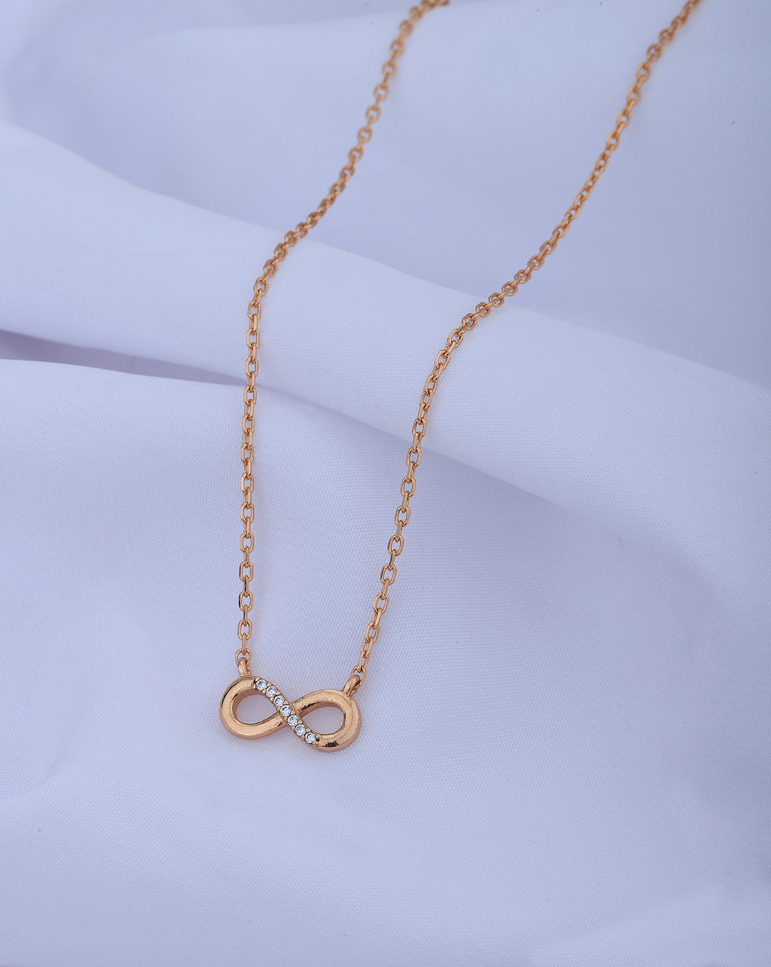 18kt Rose Gold Plated with CZ Infinity Necklacel