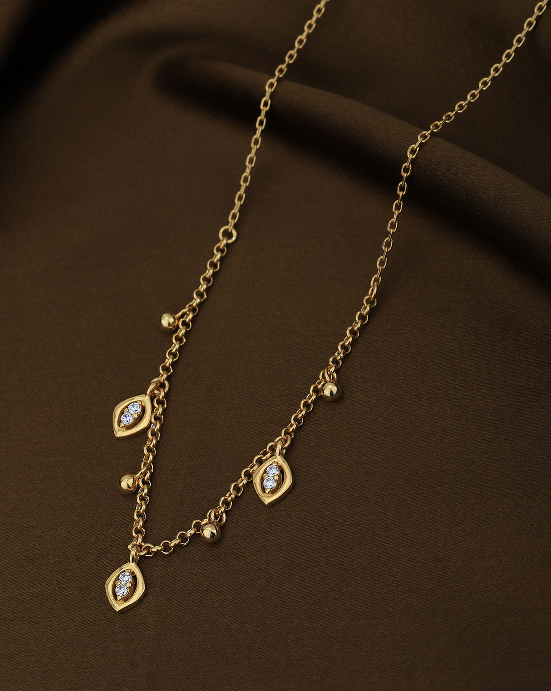 18kt Gold Plated with CZ Drop Necklace
