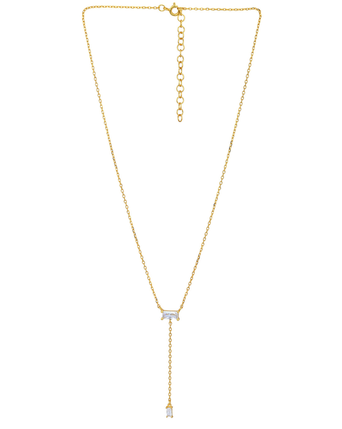 18kt Gold Plated with CZ Lariat Necklace