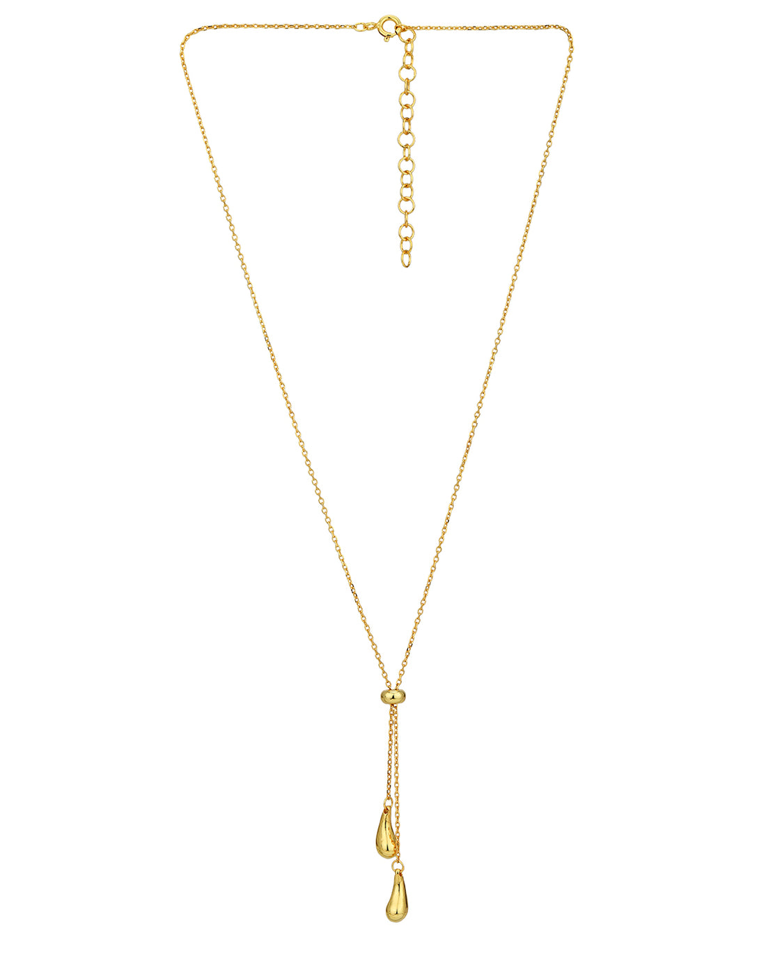 18kt Gold Plated Dangling Teardrop Lariat Necklace