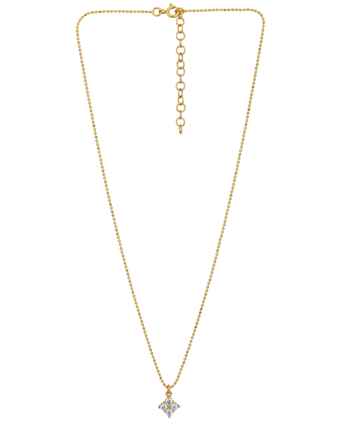 18kt Gold Plated with CZ Square Pendant with Chain