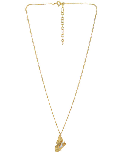 18kt Gold Plated with CZ Butterfly Pendant and Chain