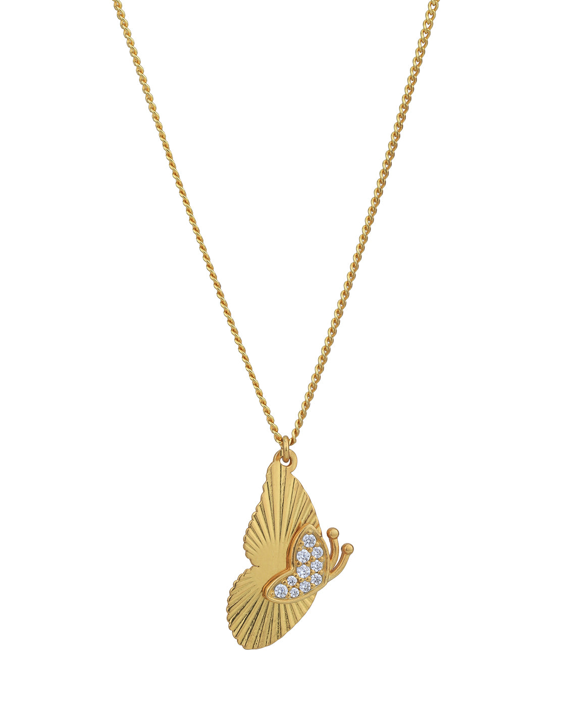 18kt Gold Plated with CZ Butterfly Pendant and Chain