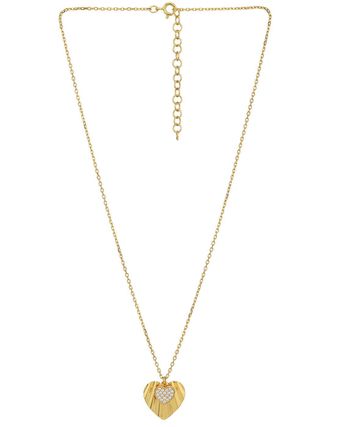 18kt Gold Plated with CZ Heart Pendant and Chain