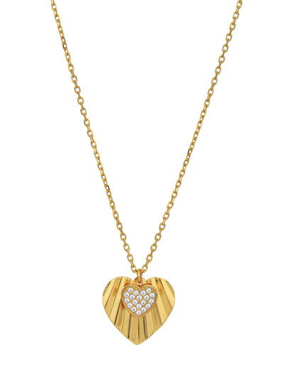 18kt Gold Plated with CZ Heart Pendant and Chain