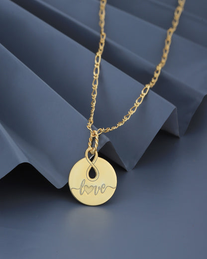 18kt Gold Plated Infininty with Love Texture Pendant and Chain