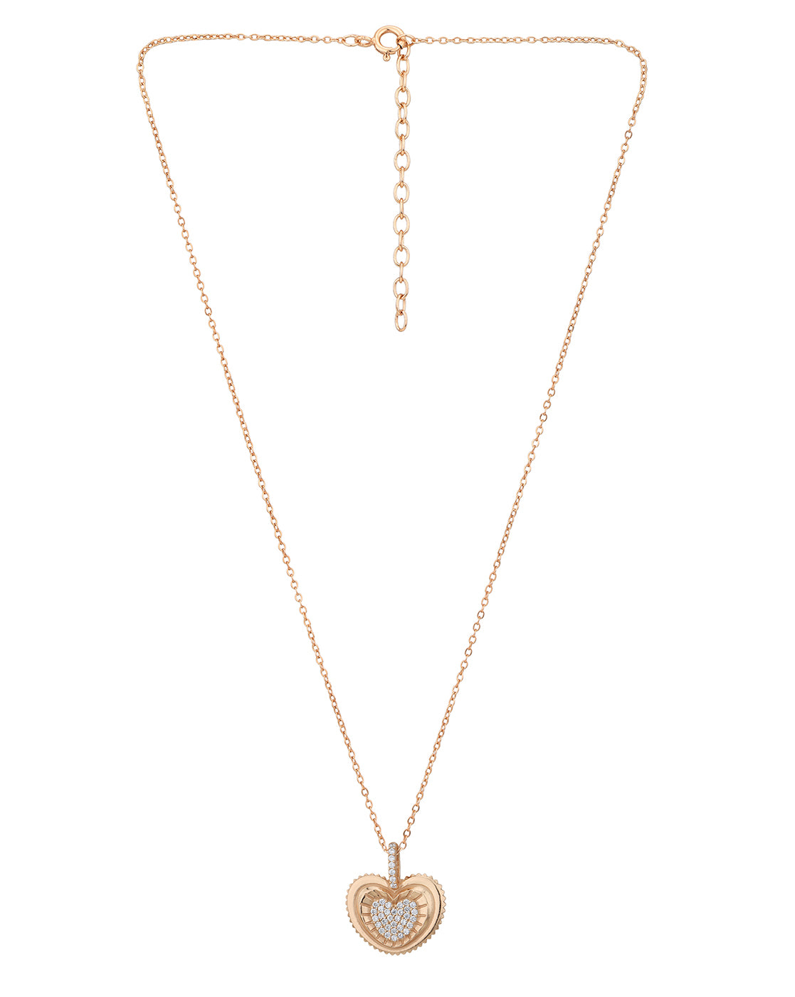 18kt Rose Gold Plated with CZ Heart Pendant with Chain for women