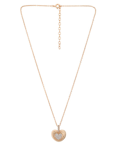 18kt Rose Gold Plated with CZ Heart Pendant with Chain for women