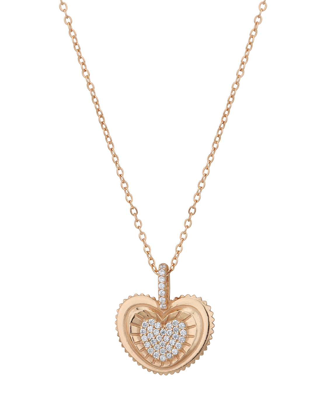 18kt Rose Gold Plated with CZ Heart Pendant with Chain for women