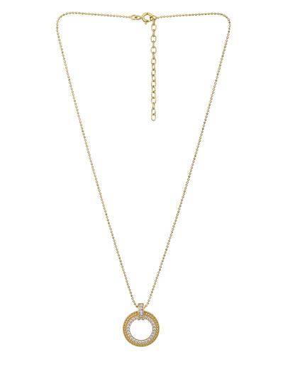 18kt Gold Plated with CZ Circular Pendant with Chain for women