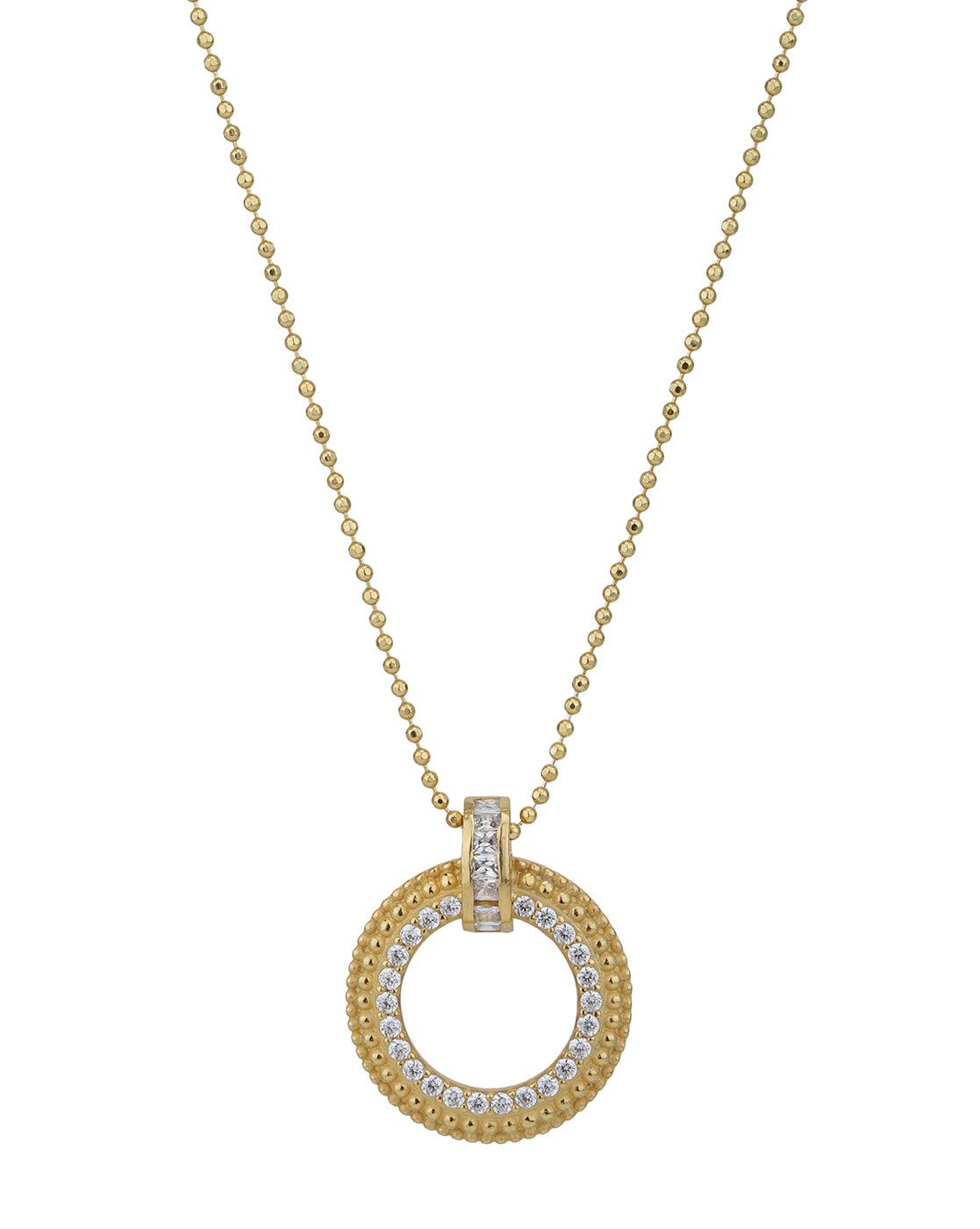 18kt Gold Plated with CZ Circular Pendant with Chain for women