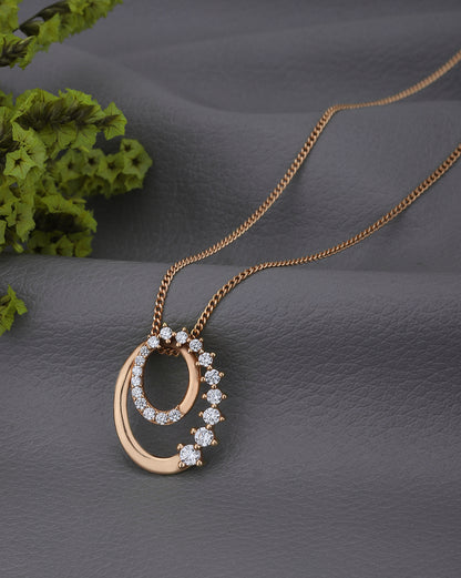 18kt Rose Gold Plated with CZ Pendant with Chain for women