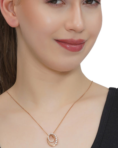 18kt Rose Gold Plated with CZ Pendant with Chain for women