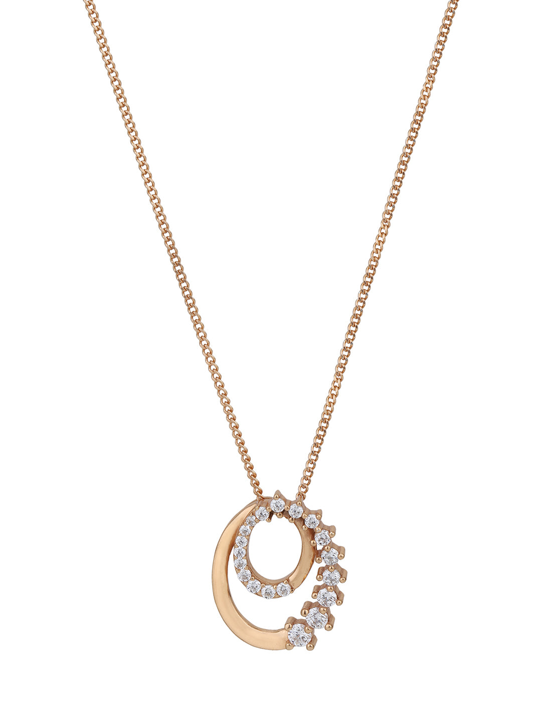 18kt Rose Gold Plated with CZ Pendant with Chain for women