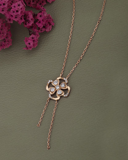 18kt Rose Gold Plated with CZ Floral Necklace for women